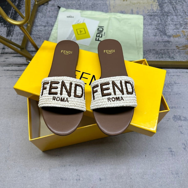 Ciabatte FF Signature 10 in fibra di cotone bianco marrone