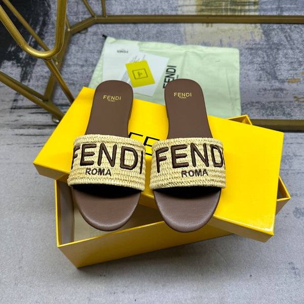 Ciabatte in fibra di cotone giallo marrone FF Signature 10