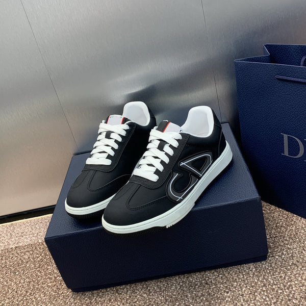 cd homme black white calfskin