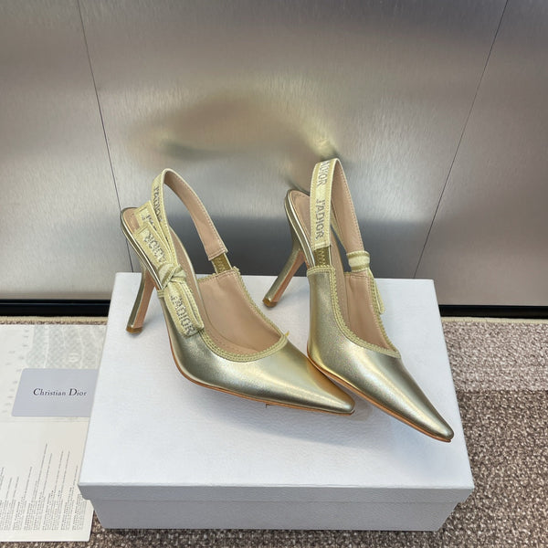 cd slingback pump 95 gold green cakfskin