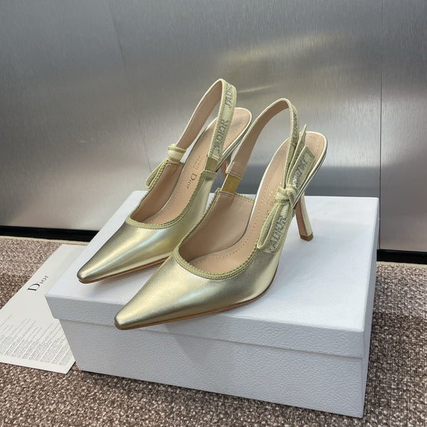 cd slingback pump 95 gold green cakfskin