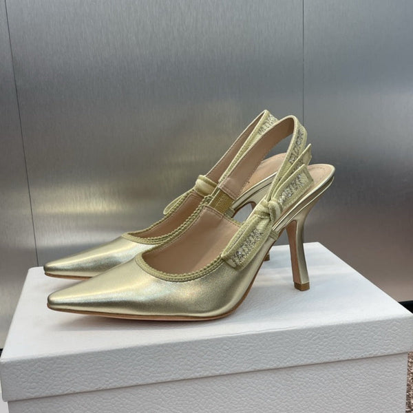 cd slingback pump 95 gold green cakfskin