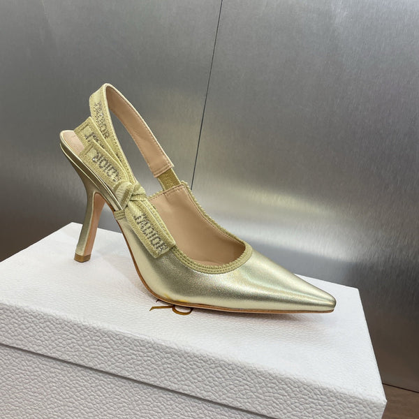 cd slingback pump 95 gold green cakfskin