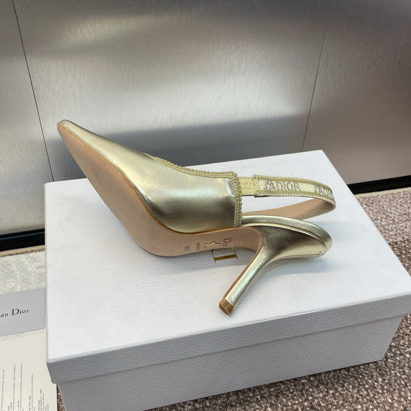 cd slingback pump 95 gold green cakfskin