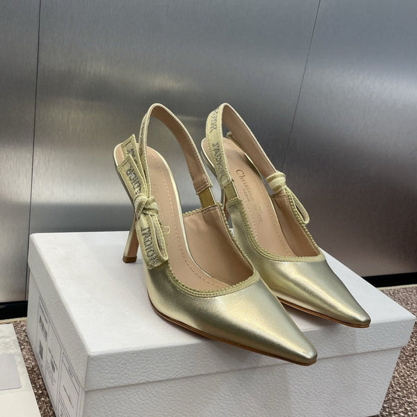 cd slingback pump 95 gold green cakfskin