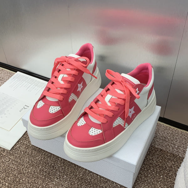 CD Star Platform Sneaker 35mm Coral Pink Calfskin