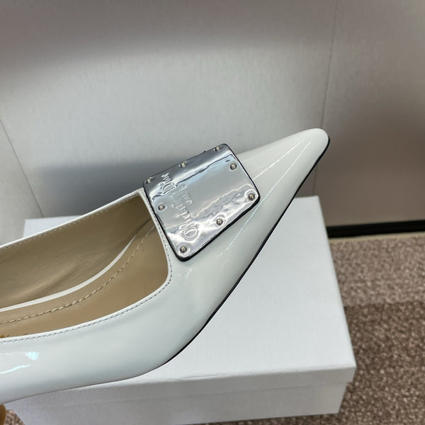 CD Pumps 65mm Glossy White Cowhide