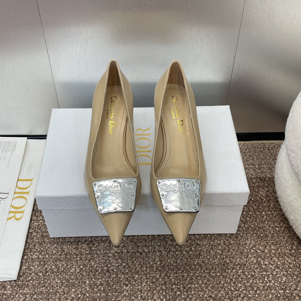 CD Pumps 65mm Glossy Beige Cowhide