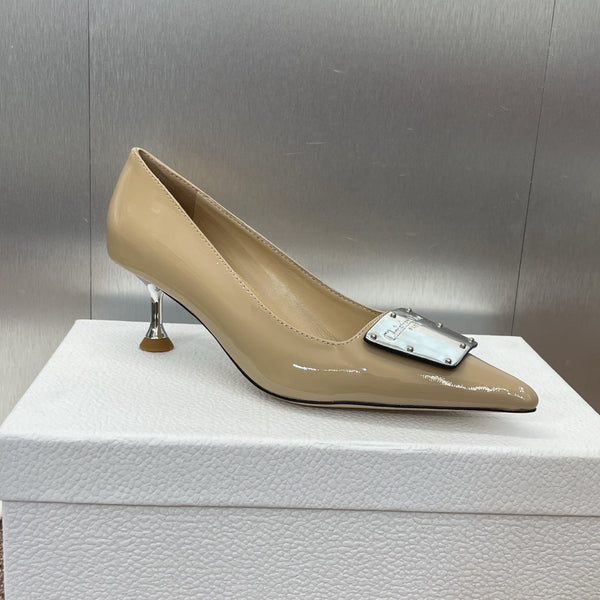 CD Pumps 65mm Glossy Beige Cowhide