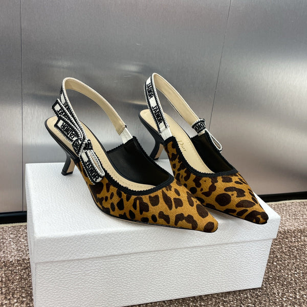 CD J'Adior Slingback Pump 65mm Leopard Print Yellow Black Nubuck Leather