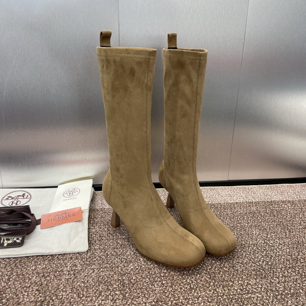 HM High Boots 75mm In Dark Beige Suede  975152