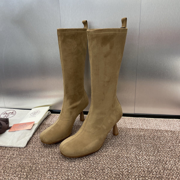 HM High Boots 75mm In Dark Beige Suede  975152