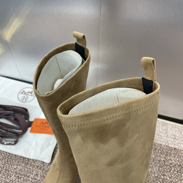 HM High Boots 75mm In Dark Beige Suede  975152