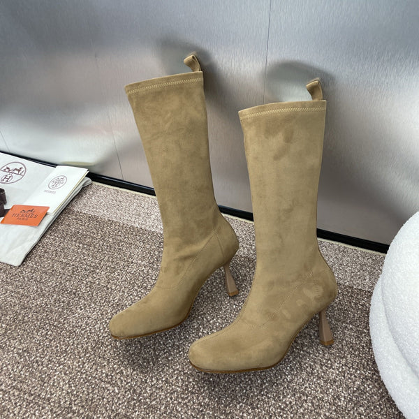 HM High Boots 75mm In Dark Beige Suede  975152