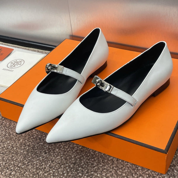 HM 25C Kelly Ballet Flat Gris Clair Calfskin 208267