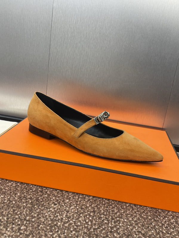 HM 25C Kelly Ballet Flat Brown Suede 208271