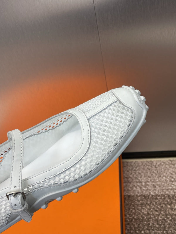 HM 25C Kichu Ballet Flat White Fabric with Calfskin 208284