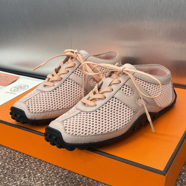 HM 25C Kiga sneaker Pink Pastel Crochet knit with Calfskin 208293