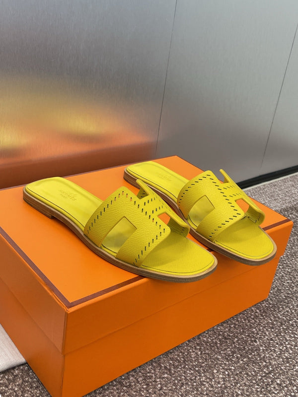 HM 25 Oran Sandal Yellow Perforate Epsom Leather