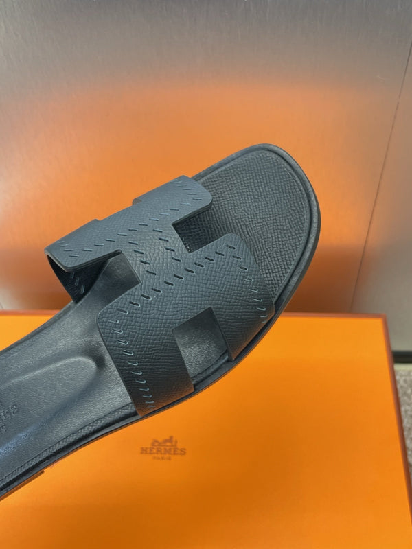 HM 25 Oran Sandal Black Perforate Epsom Leather