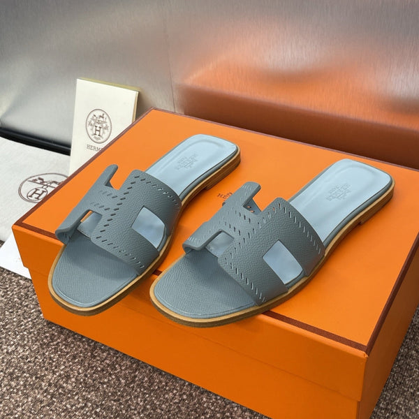 HM 25 Oran Sandal Dark Cloud Blue Perforate Epsom Leather