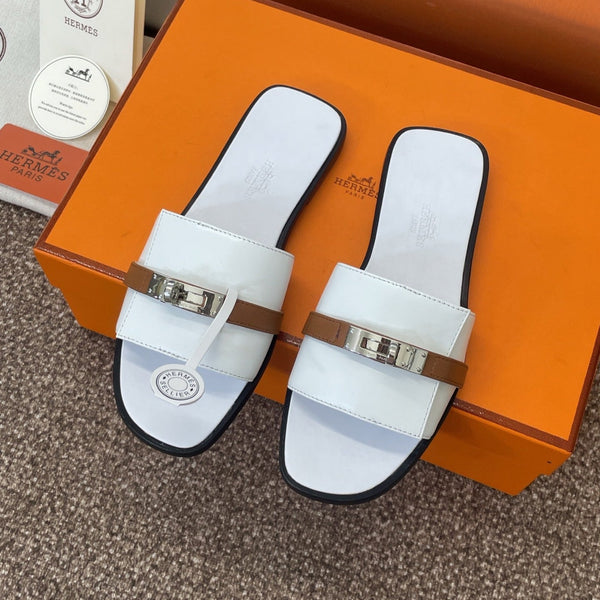 HM Giulia Slide White Brown Sheepskin 320017