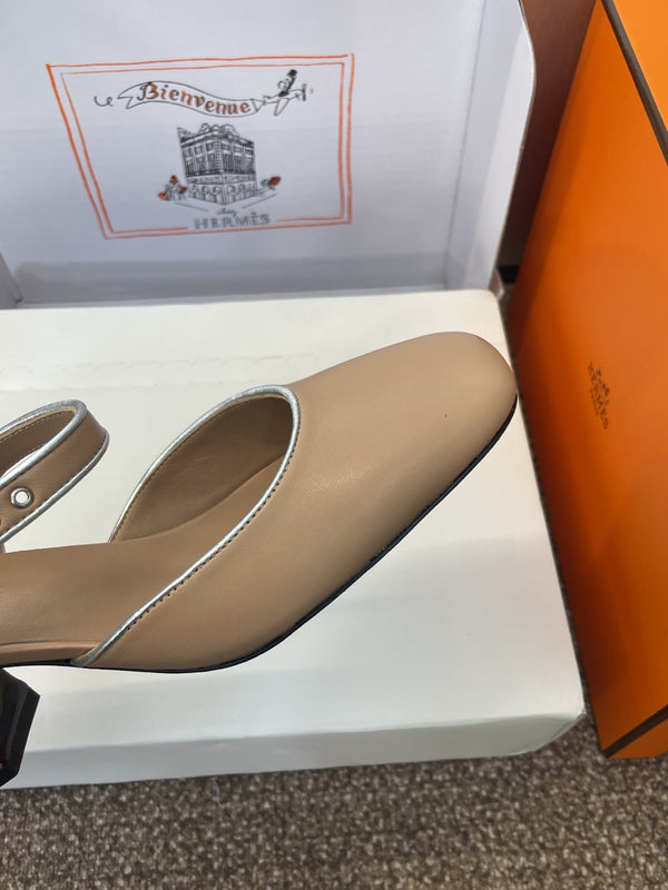 HM 25 Kleo Slingback 6cm Beige Pelle di vitello 372953