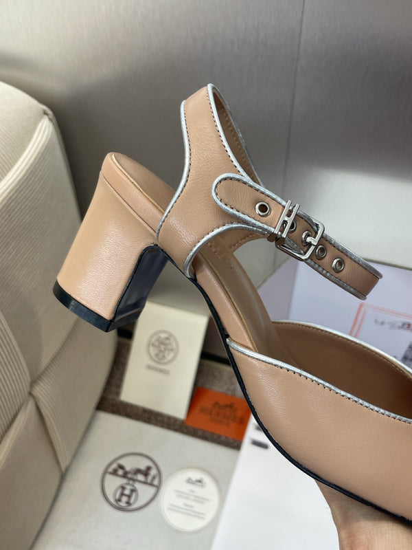 HM 25 Kleo Slingback 6cm Beige Pelle di vitello 372953