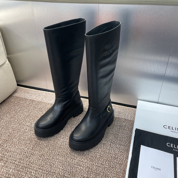 CELINE 25 high boots black calfskin 433394