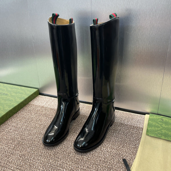 GG Women's Boot With Slim Horsebit 2.5cm Black Shiny leather 508913