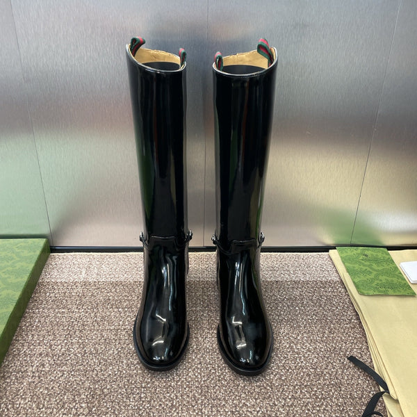 GG Women's Boot With Slim Horsebit 2.5cm Black Shiny leather 508913