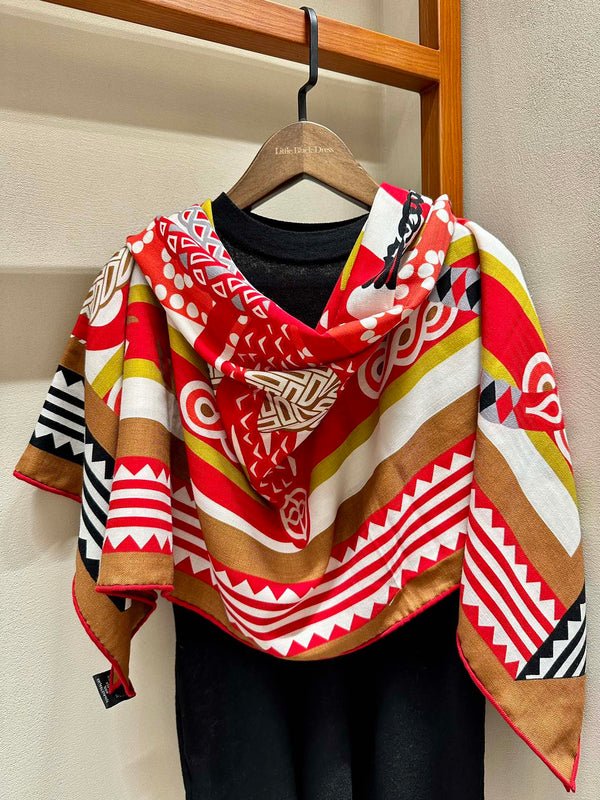 Square Scarf 140 CM Red Colorful Silk