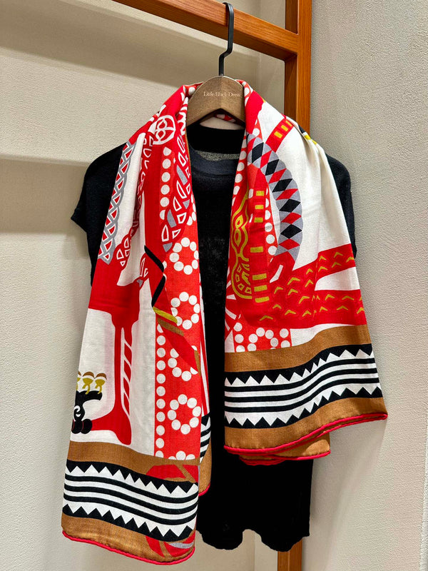 Square Scarf 140 CM Red Colorful Silk