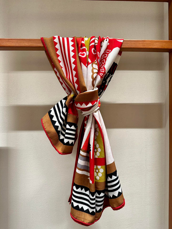 Square Scarf 140 CM Red Colorful Silk