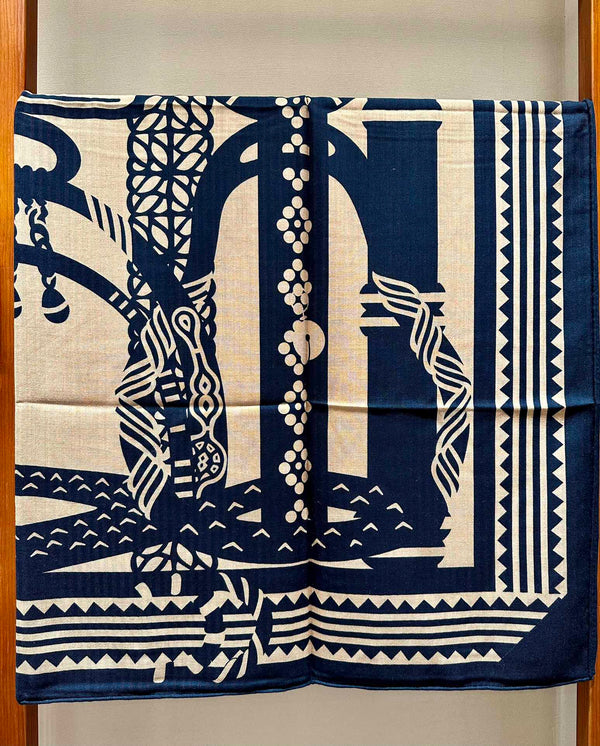 Square Scarf 140 CM Navy Blue Silk