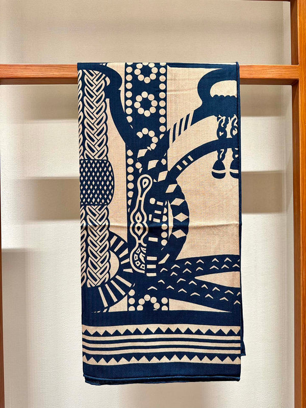 Square Scarf 140 CM Navy Blue Silk