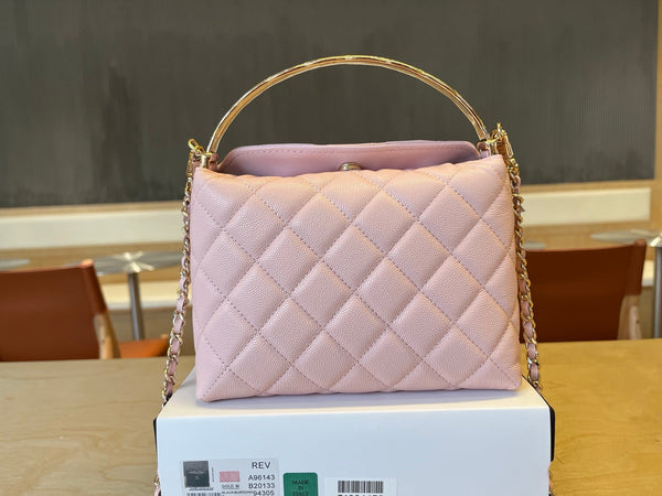 CC Handle Vintage Bag 19cm Pink Caviar 277777 GHW