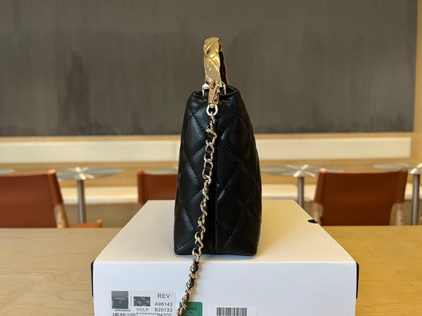 CC Handle Vintage Bag 19cm Black Caviar 277778 GHW