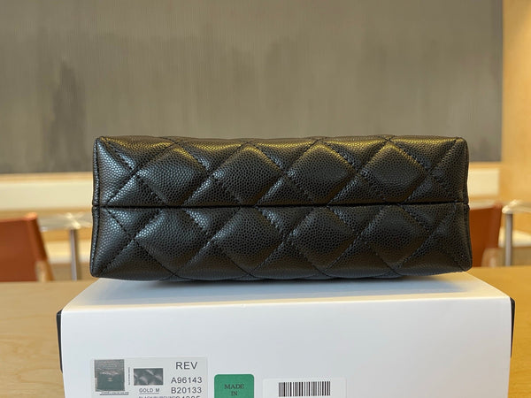 CC Handle Vintage Bag 19cm Black Caviar 277778 GHW