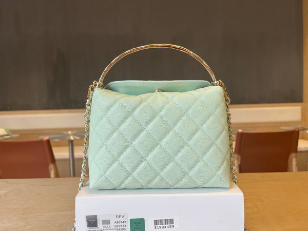 CC Handle Vintage Bag 19cm Mint Green Caviar 277776 GHW