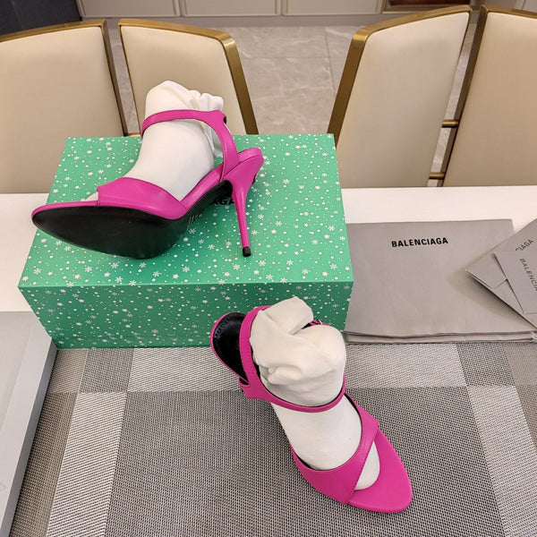 OPEN TOE STRAPPY HIGH HEEL IN PINK CALFSKIN