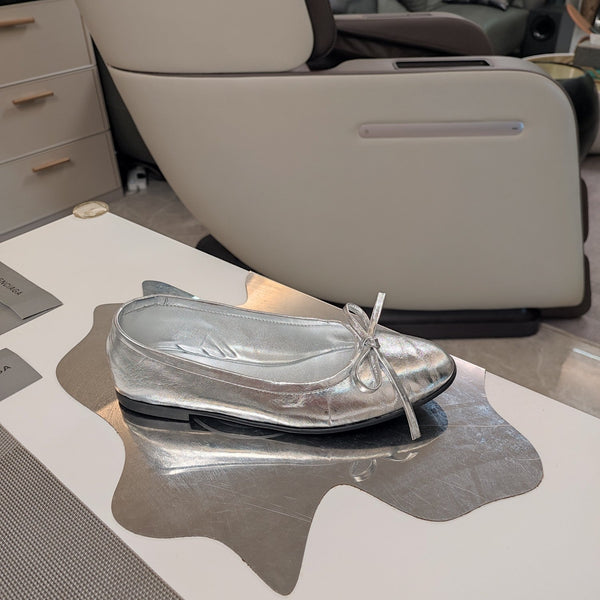 Balen 25 bow ballet flat silver sheepskin 184481