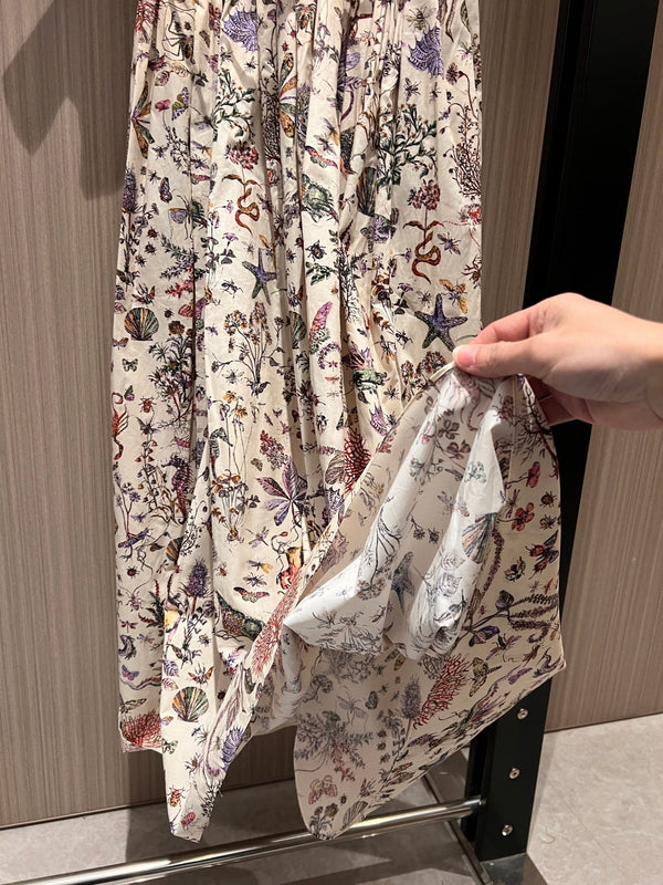 CD Print Long Skirt Multicolor Cotton