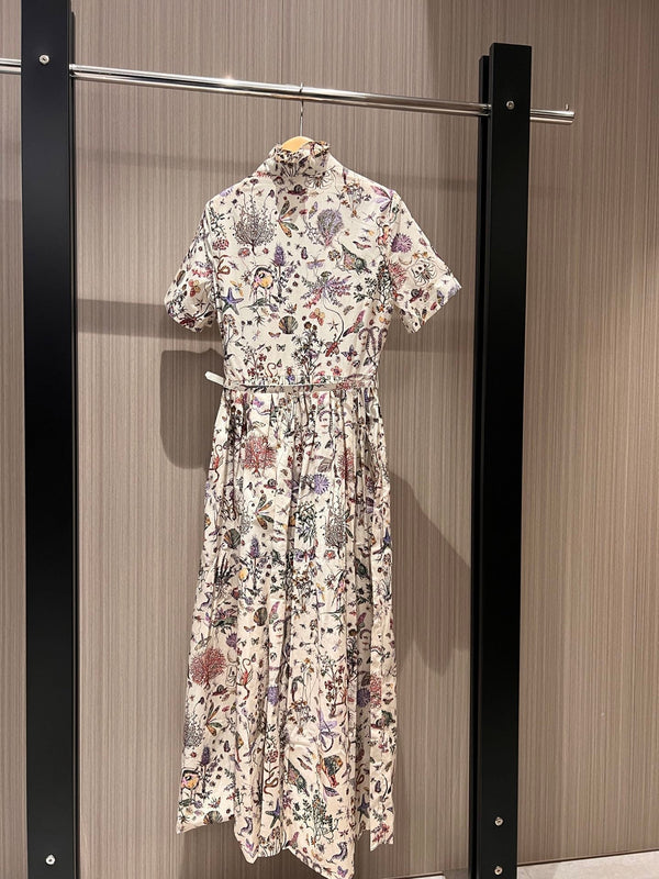 CD Print Long Skirt Multicolor Cotton