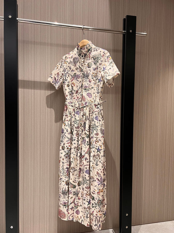 CD Print Long Skirt Multicolor Cotton