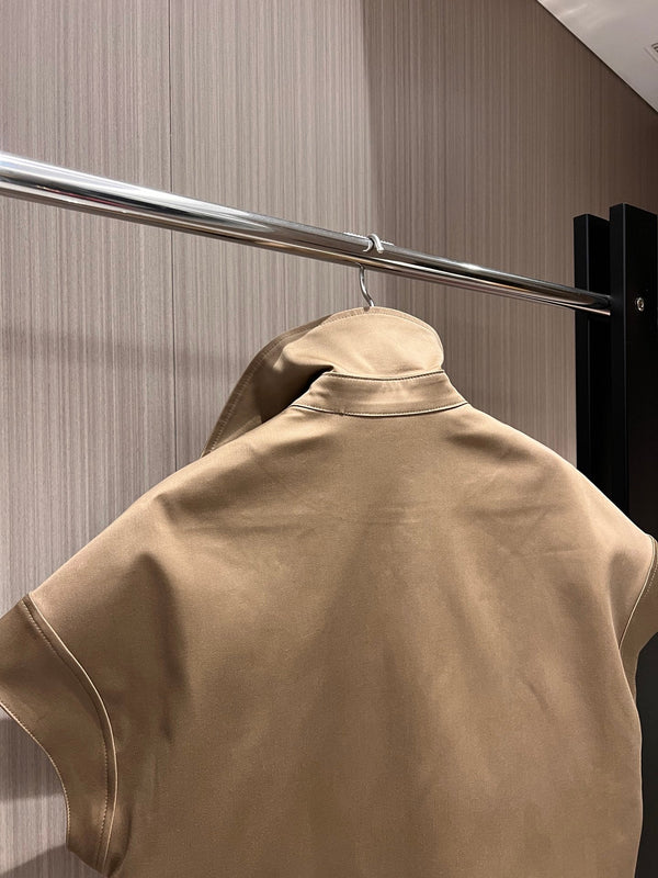 CD Shoulder Vest Jacket Beige Polyester