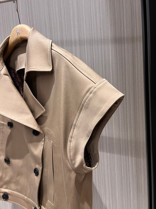 CD Shoulder Vest Jacket Beige Polyester