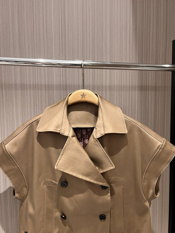 CD Shoulder Vest Jacket Beige Polyester