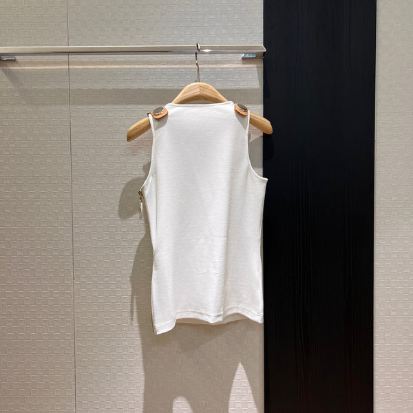 LV Metal Buckle Decorated Camisole Shirt White Cotton