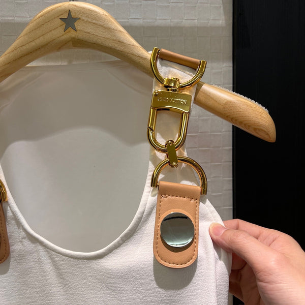 LV Metal Buckle Decorated Camisole Shirt White Cotton